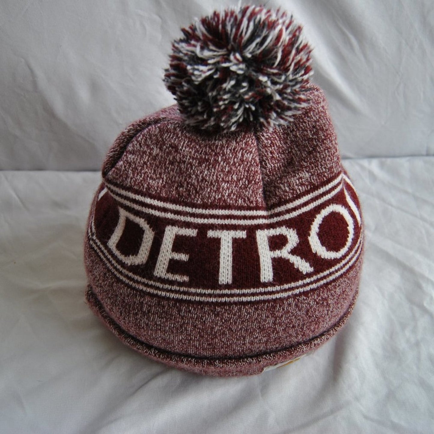 Carhartt Detroit Maroon & White Winter Pom Hat