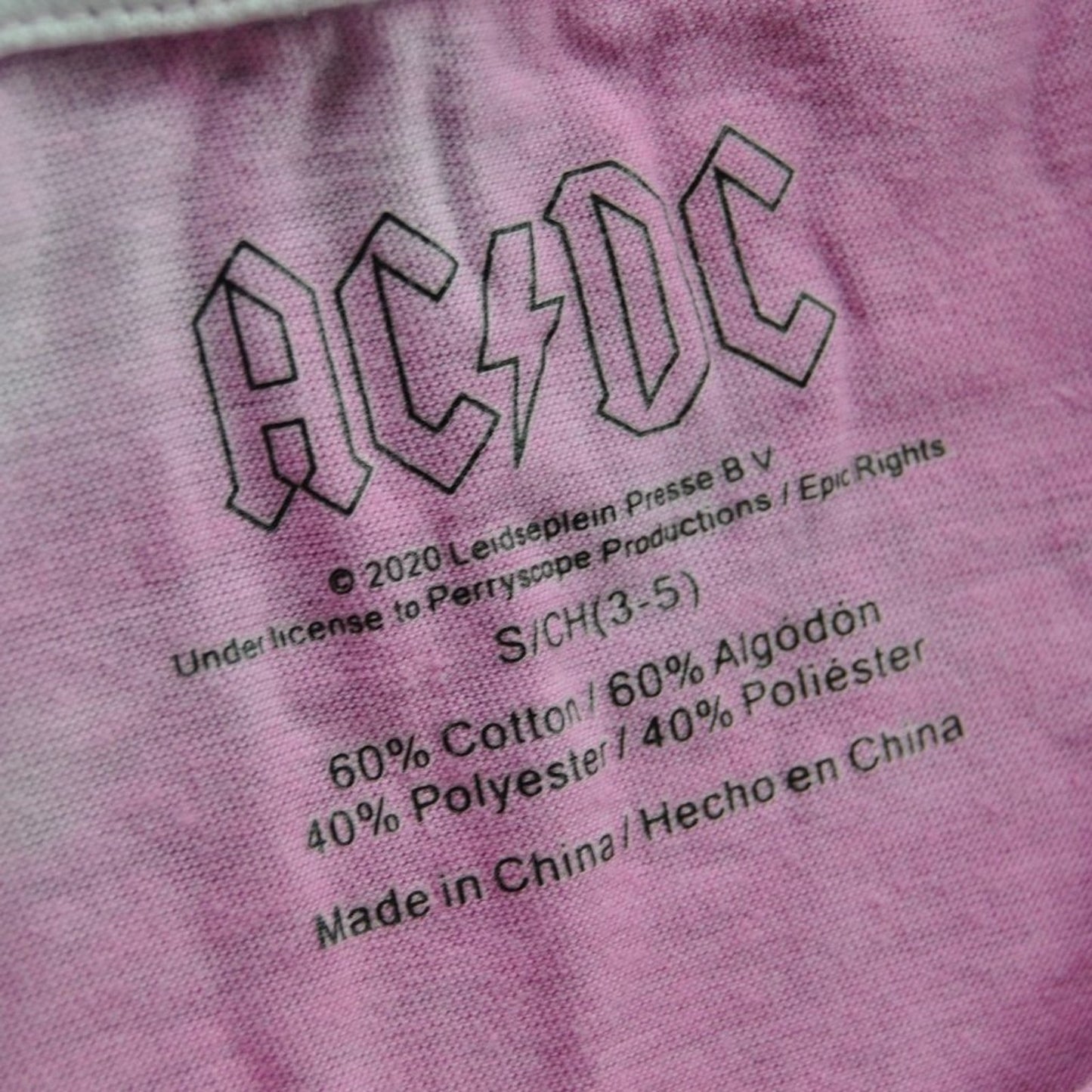 AC/DC For Those About to Rock Small Pink Short Sleeve Shirt Tie Dye