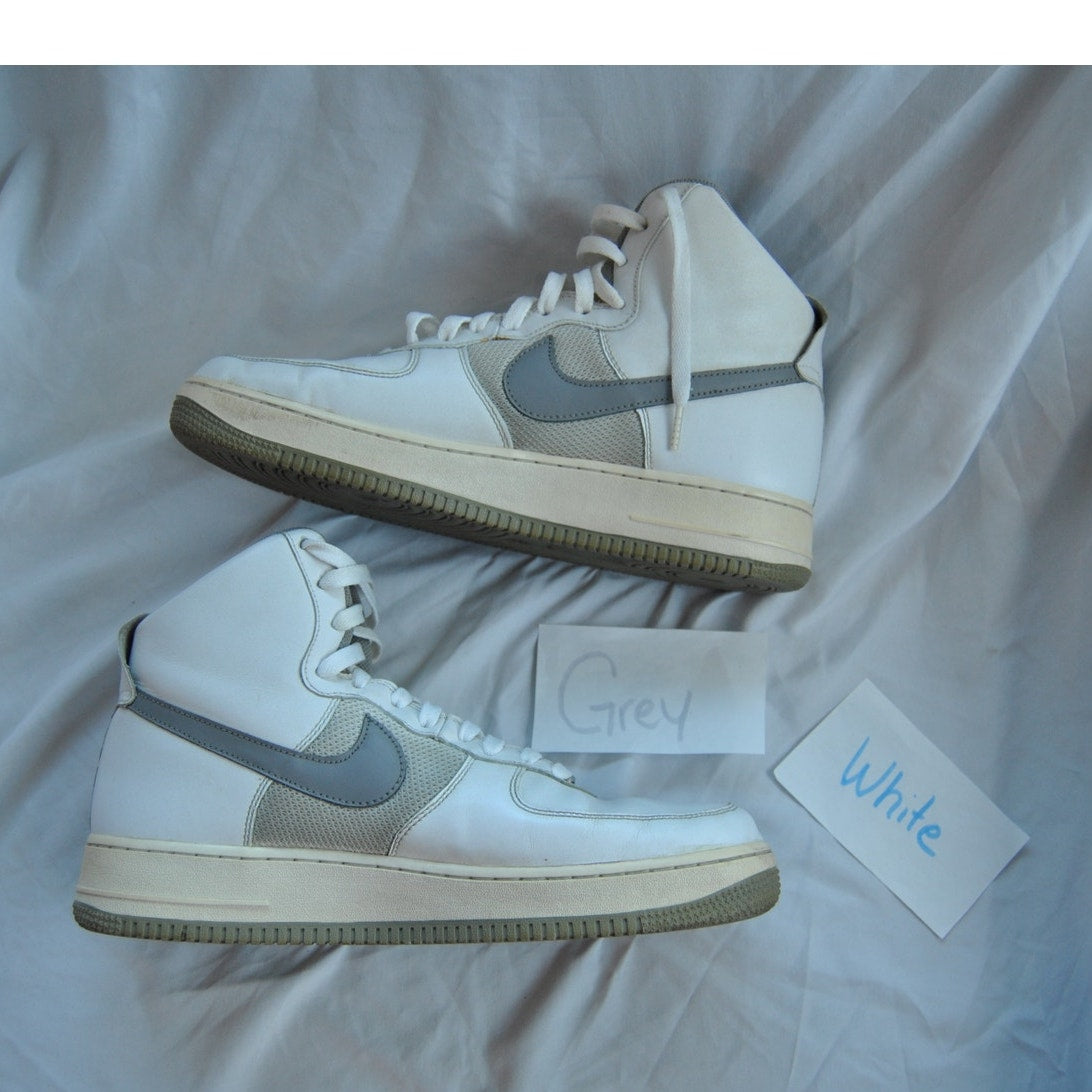 Nike Air Force 1 High Top Shoes Gray White