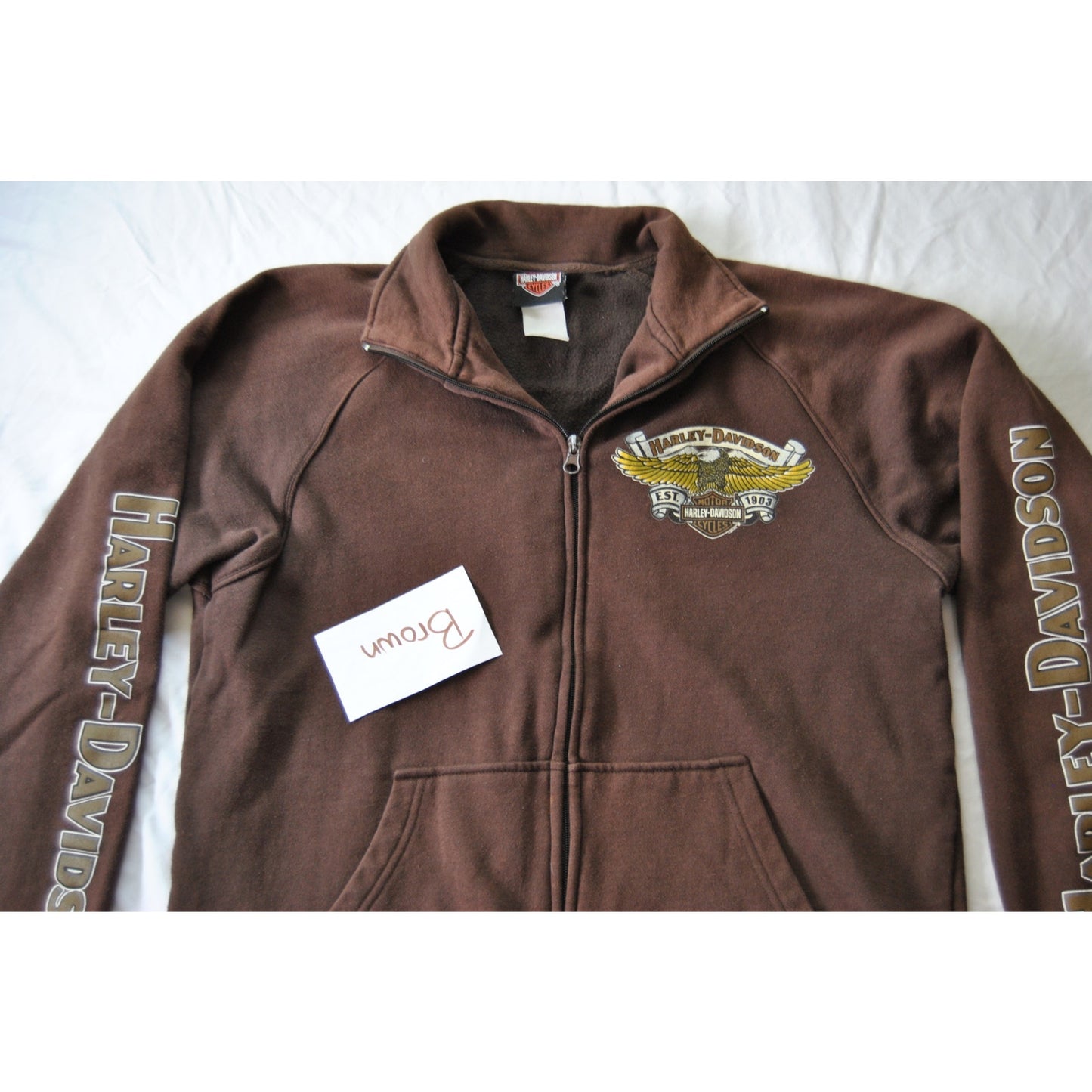 Harley Davidson St. Petersburg, FL Brown Large Full Zip Up Sweater