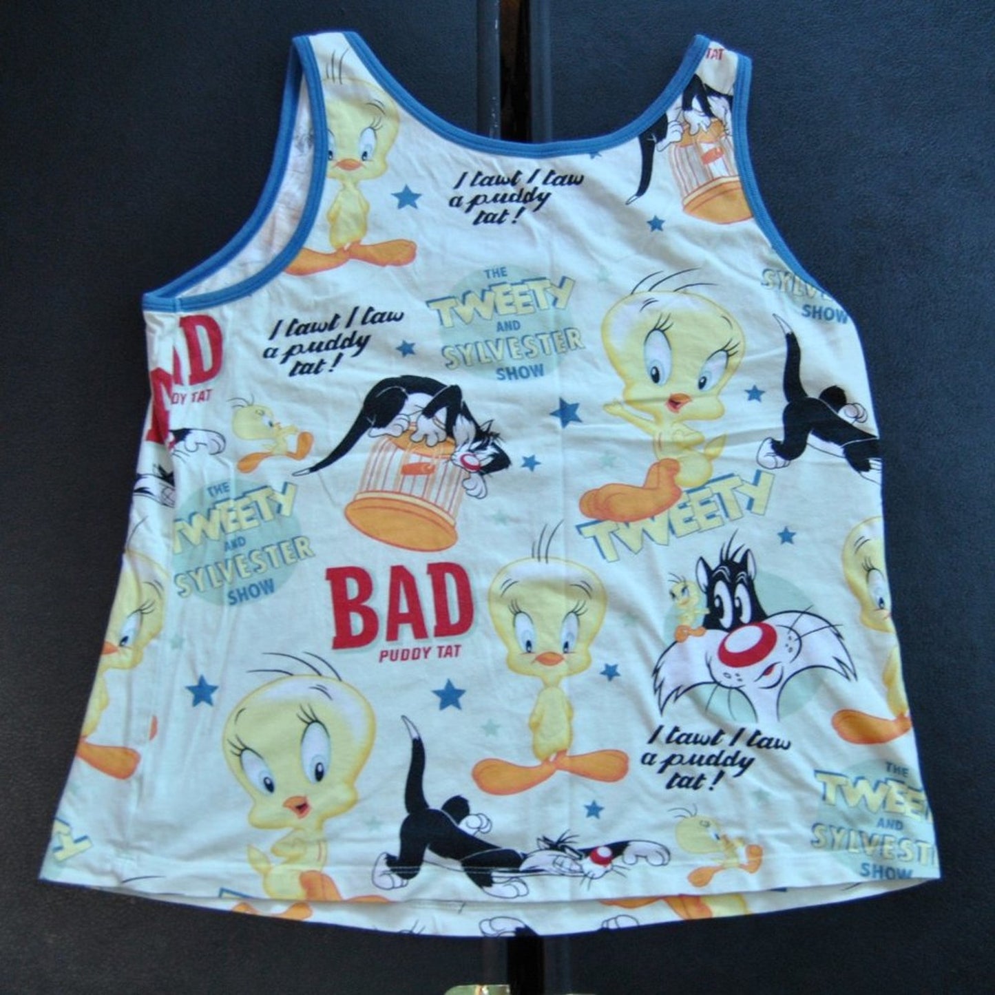 Looney Tunes Tweety & Sylvester Large White Tank Top