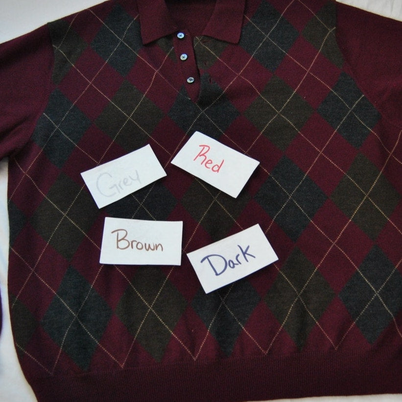 Brooks Brothers Maroon Diamond Plaid Polo Long Sleeve Sweater X-Large