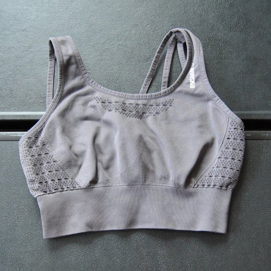 Gymshark Gray Sports Bra w/ White Logo