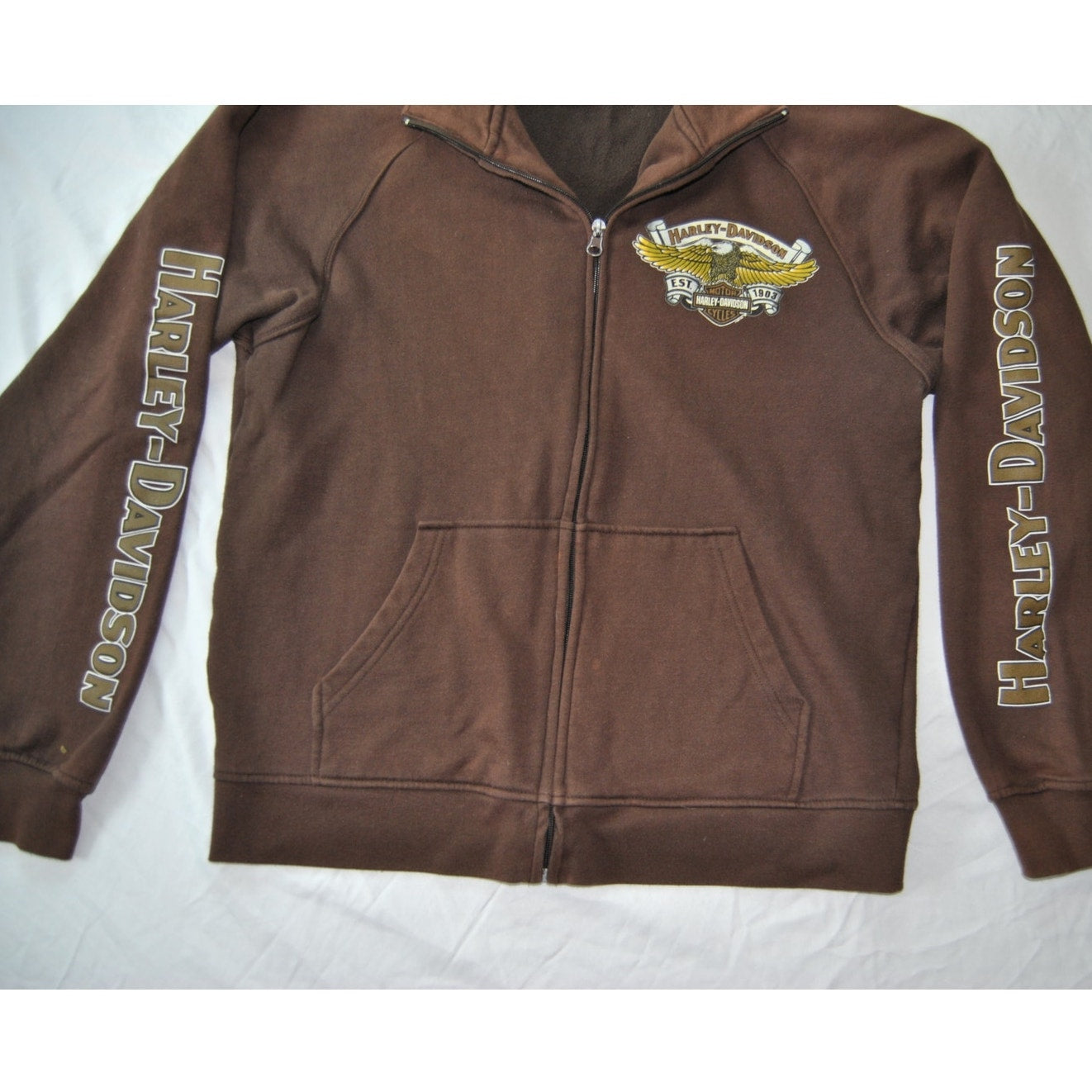 Harley Davidson St. Petersburg, FL Brown Large Full Zip Up Sweater