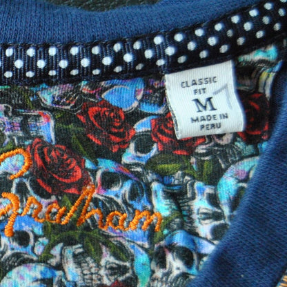 Robert Graham Medium Blue Short Sleeve Shirt w/ Small Skull Logo