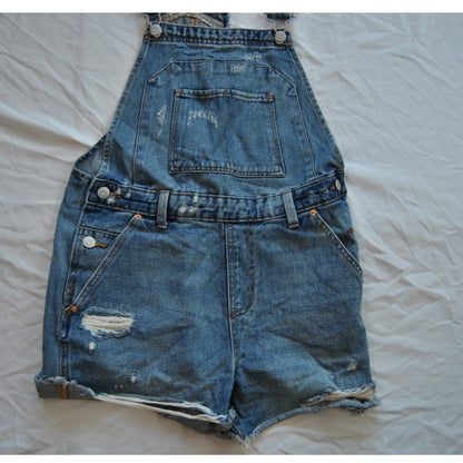 Wild Fable Dark Blue Denim Jean Overalls Shorts Small