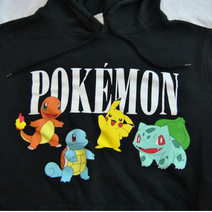 Pokemon Starter Pokemon Large Black Hoodie w/ Front Pocket