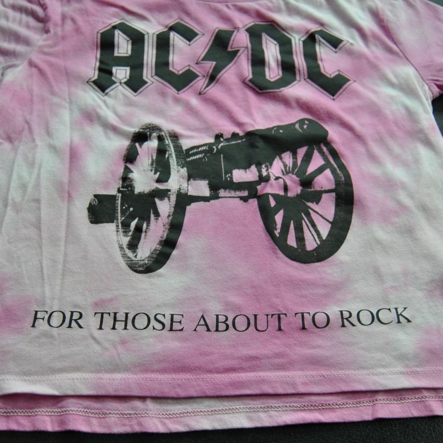 AC/DC For Those About to Rock Small Pink Short Sleeve Shirt Tie Dye