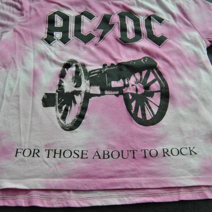 AC/DC For Those About to Rock Small Pink Short Sleeve Shirt Tie Dye