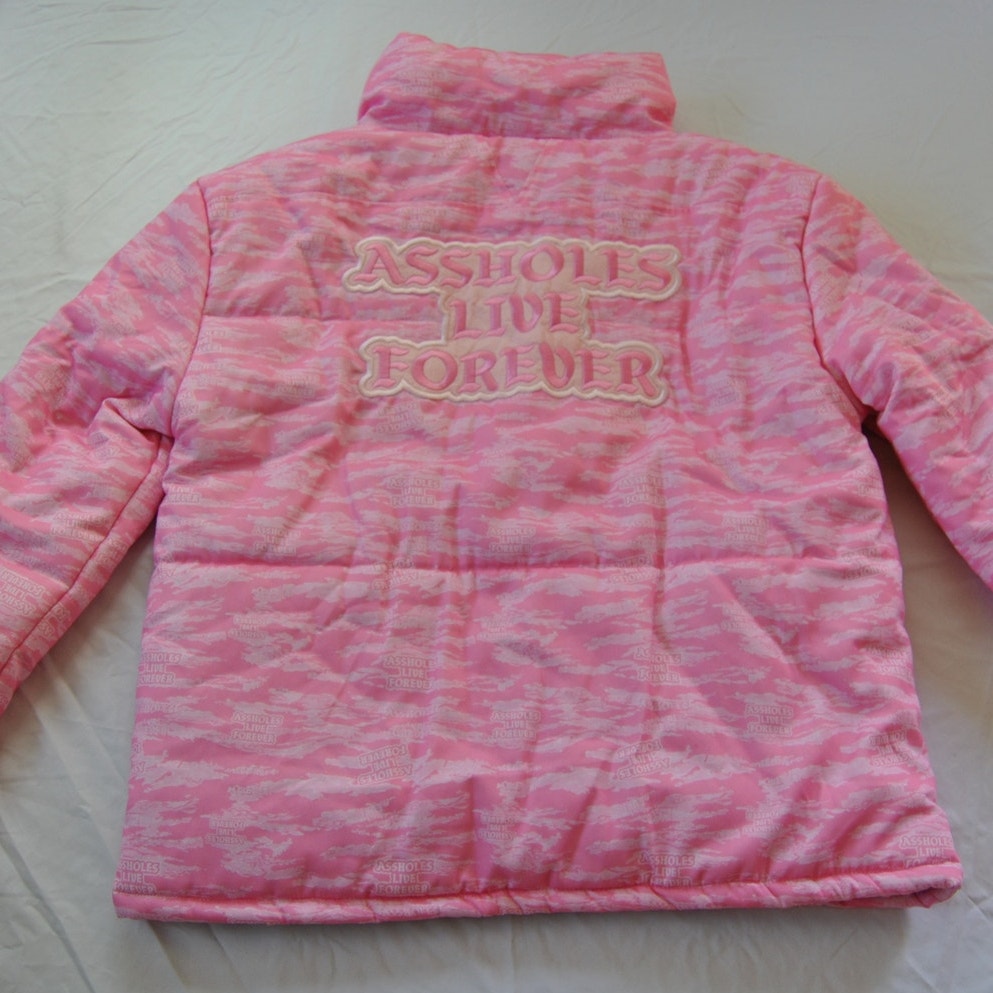 A**holes Live Forever Pink Medium Winter Full Zip Up Jacket
