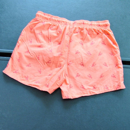 Aquary Orange & Red Lobster Pattern Design w/ Pockets Swim Shorts Medium