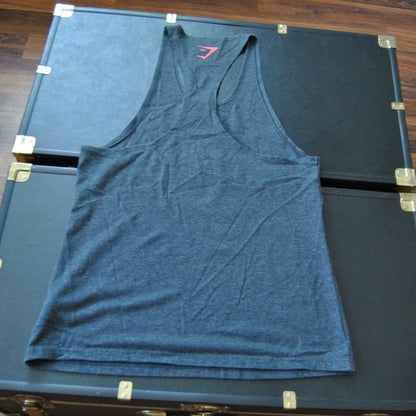 Gymshark Medium Gray w/ Pink Logo Razorback Tank Top