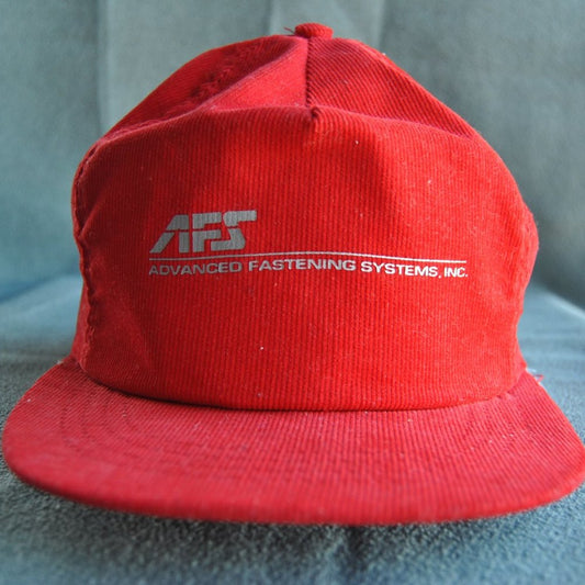 Vintage Advanced Fastenings Systems Red Corduroy Snap Back Hat