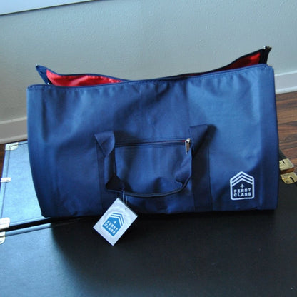 First Class Travel Duffle Bag Blue and Red