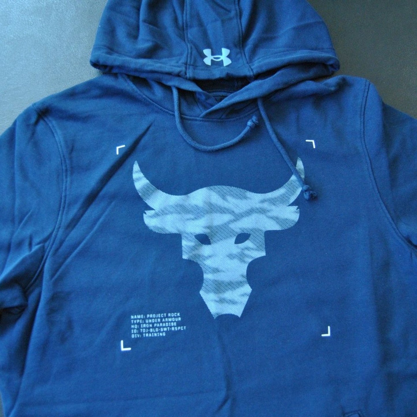 Project Rock's Brahma Bull Medium Blue Short Sleeve Hoodie