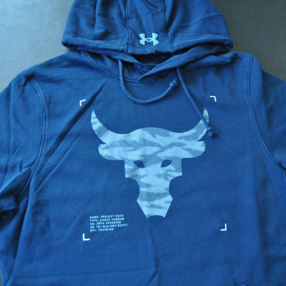 Project Rock's Brahma Bull Medium Blue Short Sleeve Hoodie