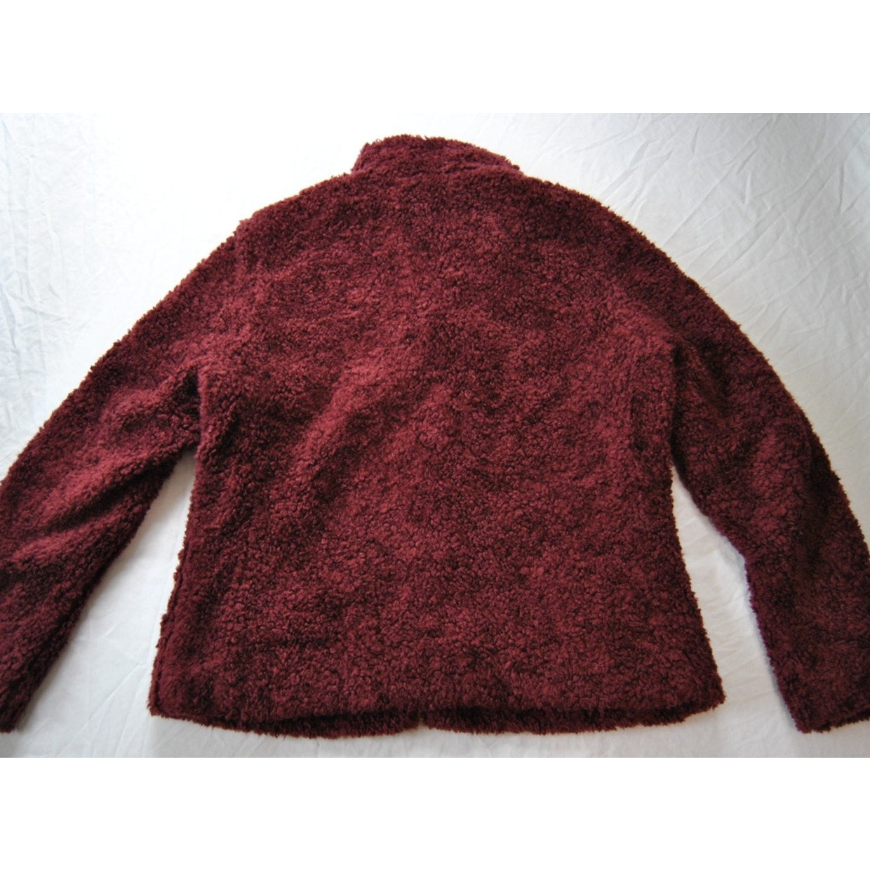 Pendleton Burgundy Pile Sherpa Fleece Flannel Wool Full Zip Jacket Medium