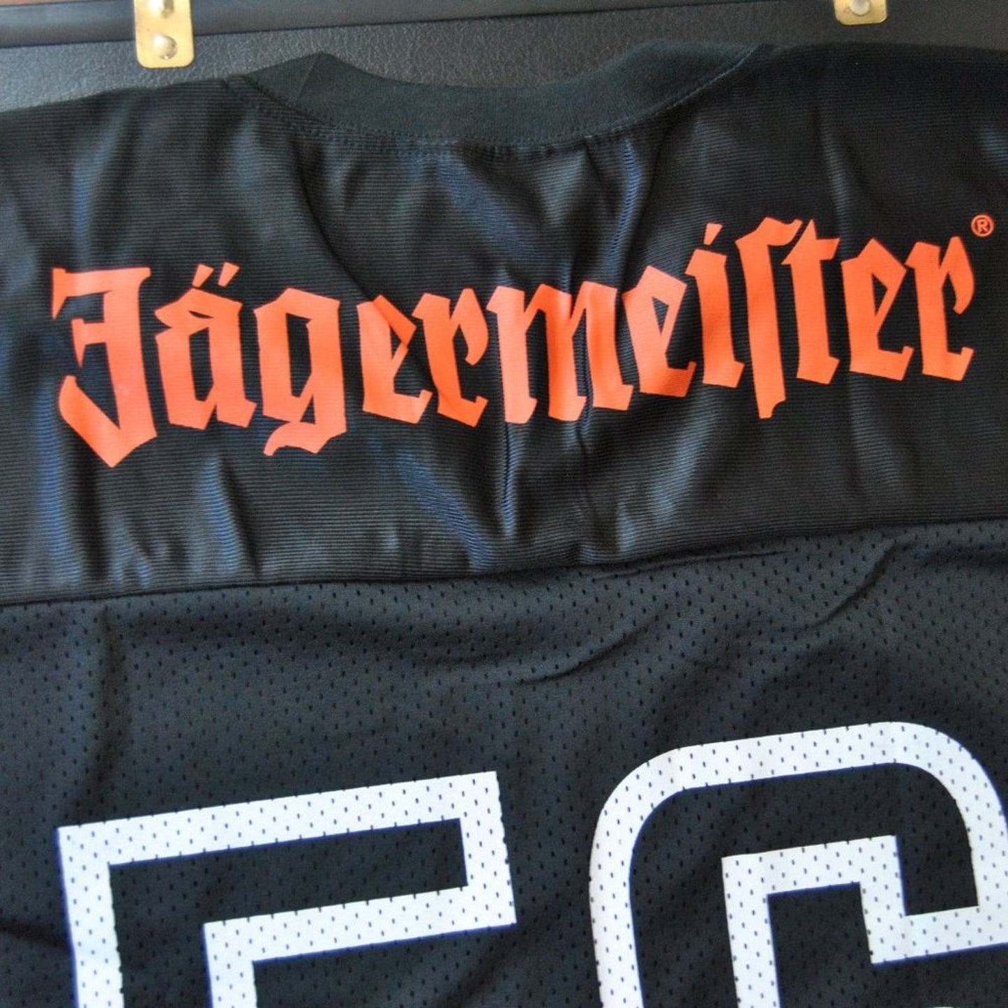 Jägermeister X-Large Black and Orange #56 Football Jersey