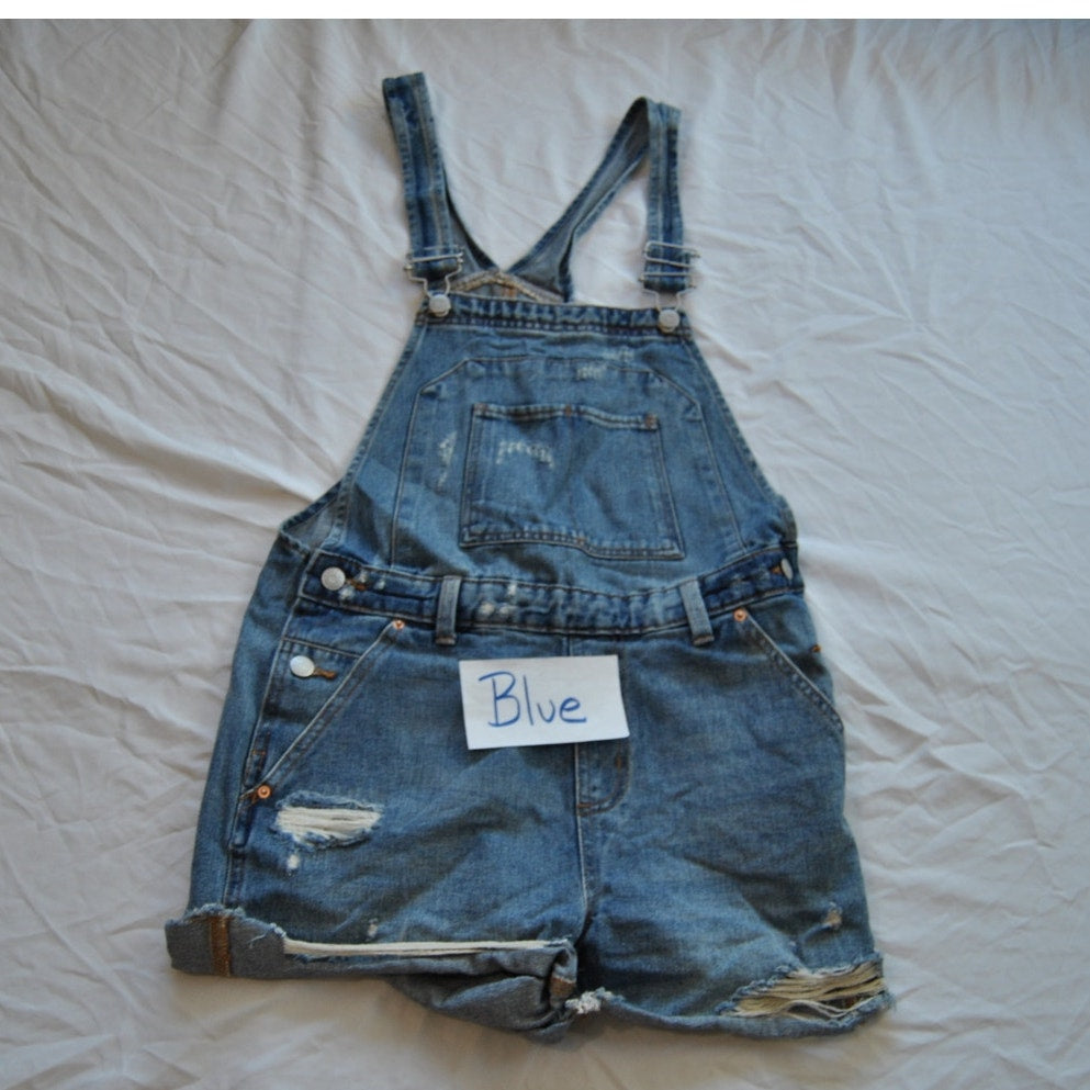 Wild Fable Dark Blue Denim Jean Overalls Shorts Small