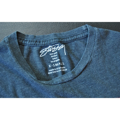 Stuzzy X-Small Dark Gray Short Sleeve Shirt with Tie Dye Design Pattern
