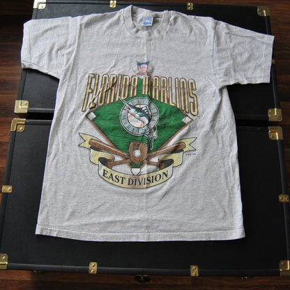 Florida Marlins East Division Large Gray Short Sleeve Shirt