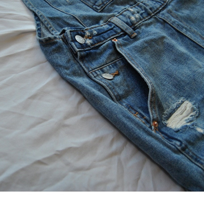Wild Fable Dark Blue Denim Jean Overalls Shorts Small