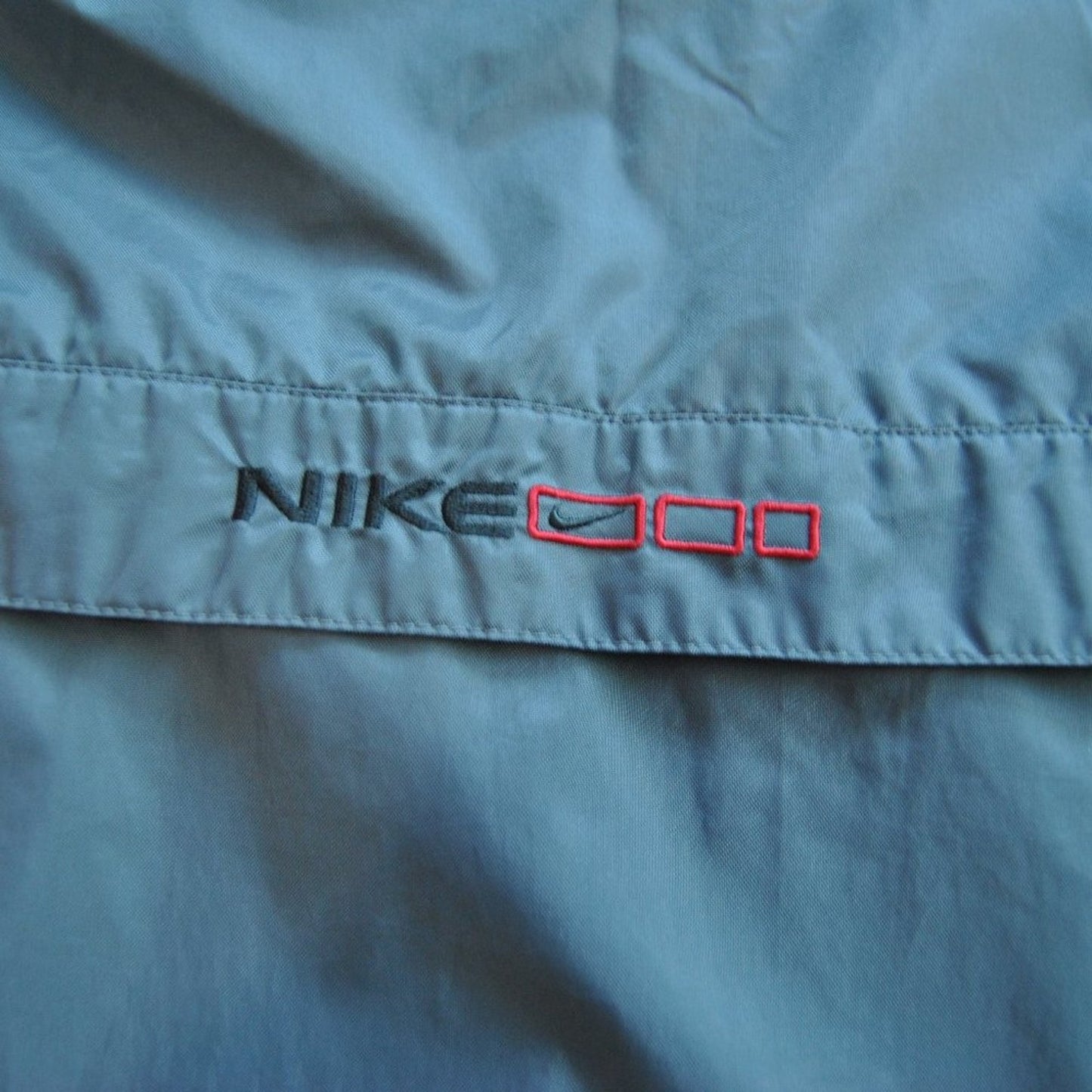 Large Vintage Nike Rain Jacket with Hideaway Hoodie Gray Red