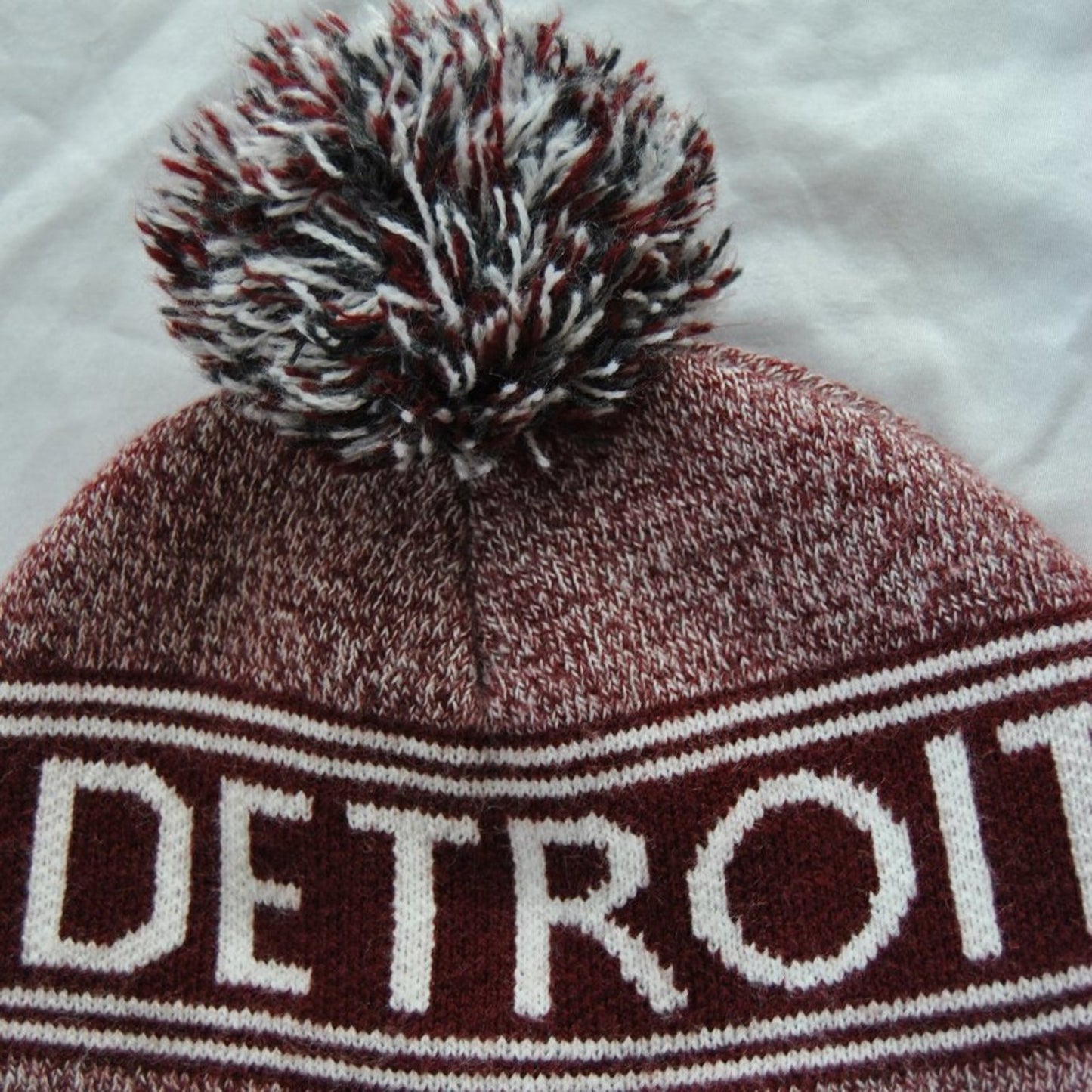 Carhartt Detroit Maroon & White Winter Pom Hat