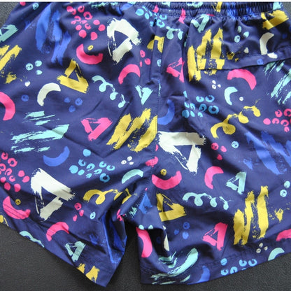 Maamgic Blue Pattern 2 in 1 Stretch Short Lined Gym Shorts