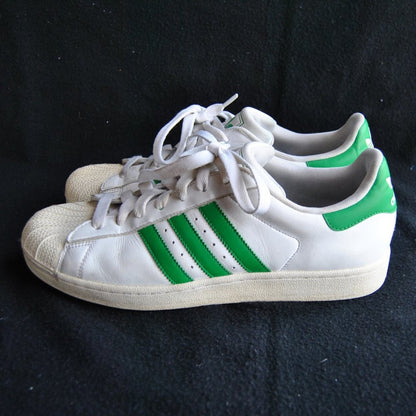 Adidas Superstar White w/ Green Stripes & Logo Size: 11 Men's