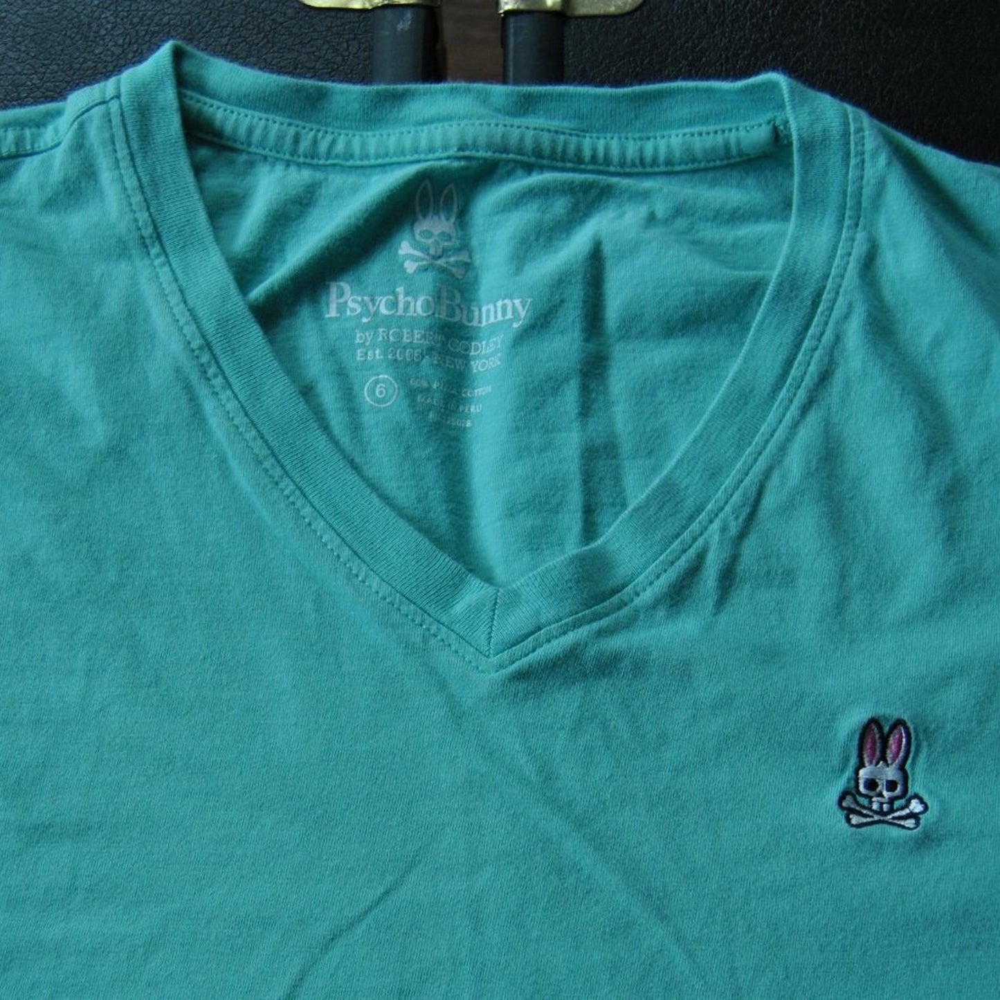 Psycho Bunny Teal/Blue Short Sleeve Shirt Size: 6 Medium