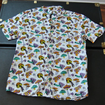 Trippy Mushroom ALAB Full Button Up Shirt Small