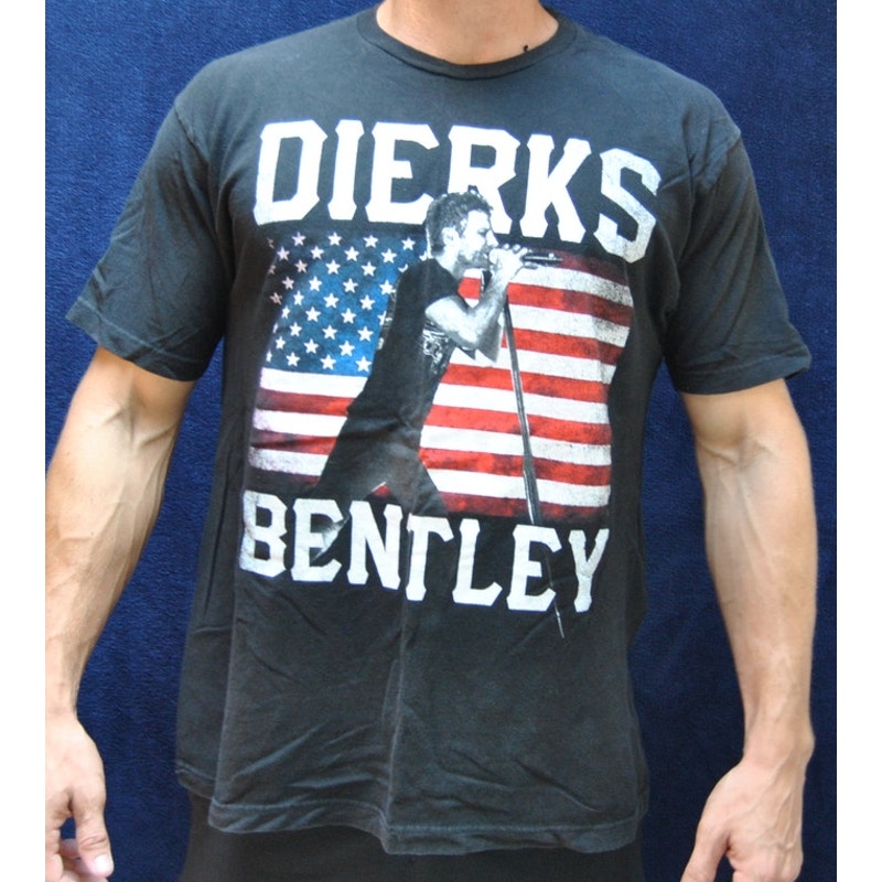 Dierks Bentley American Flag Tour Large Black Short Sleeve Shirt (No Tag)