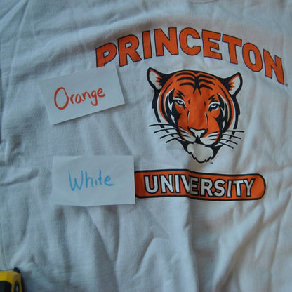 Princeton University Medium-Large White Orange w/ Tiger Logo Crewneck Sweater