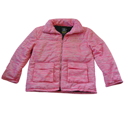A**holes Live Forever Pink Medium Winter Full Zip Up Jacket