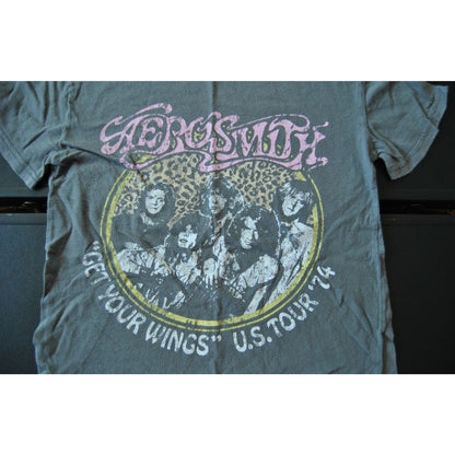 Aerosmith Get your Wings US Tour 74' Small Gray Short Sheeve Shirt
