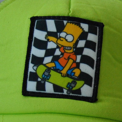 Bart Simpson Skateboarding Patch Neon Green/Yellow Snapback Trucker Hat