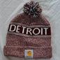 Carhartt Detroit Maroon & White Winter Pom Hat