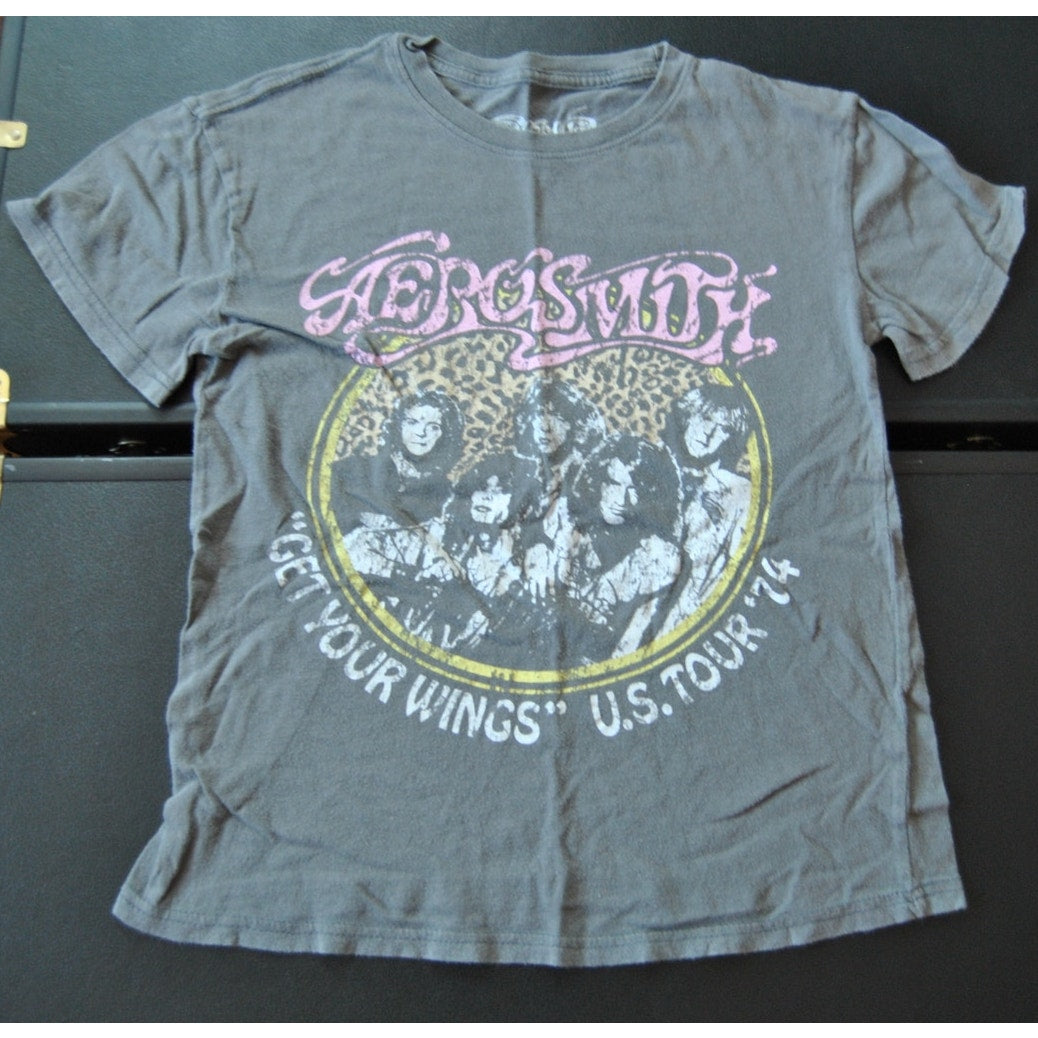 Aerosmith Get your Wings US Tour 74' Small Gray Short Sheeve Shirt