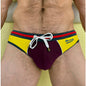 Marcuse Yellow & Maroon w/ Gray & Red Accents Swim Brief Size: Medium
