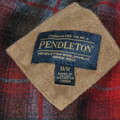 Pendleton Burgundy Pile Sherpa Fleece Flannel Wool Full Zip Jacket Medium
