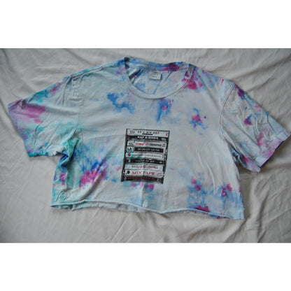 T-Bar x Cotton On Medium Tie Dye 80's Mix Tapes Logo Crop Top
