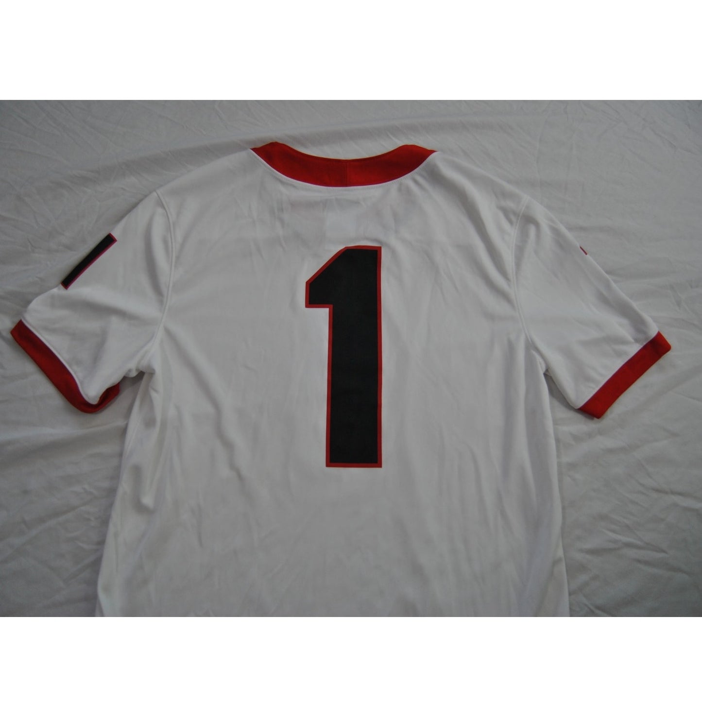 Georgia Bulldogs Team Jersey #1 White and Red Medium