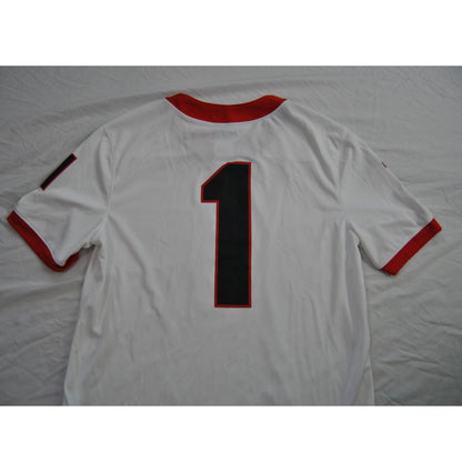 Georgia Bulldogs Team Jersey #1 White and Red Medium
