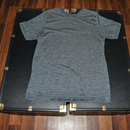 Lululemon Large Gray Short Sleeve Shirt "Get Outside Get Sweaty"