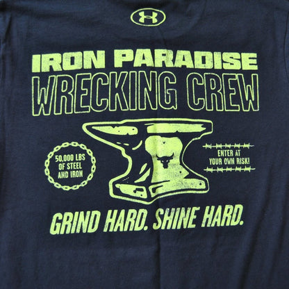 Project Rock Under Armour Iron Paradise Wrecking Crew Medium Black SS Shirt