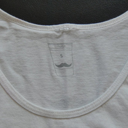 College Life Red Solo Cup w/ Mustache Small White Tank Top