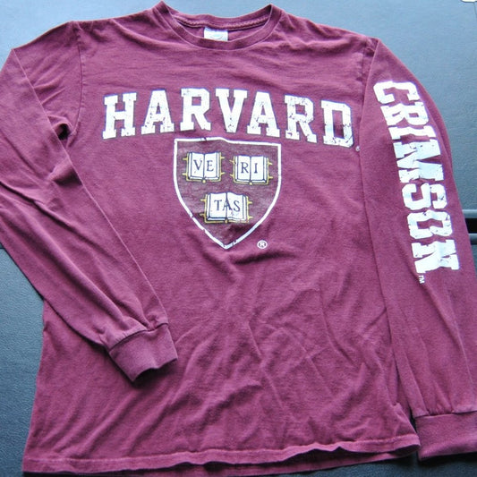 Harvard Crimson Ve Ri Tas Small Crimson Delta Pro Weight Long Sleeve Shirt