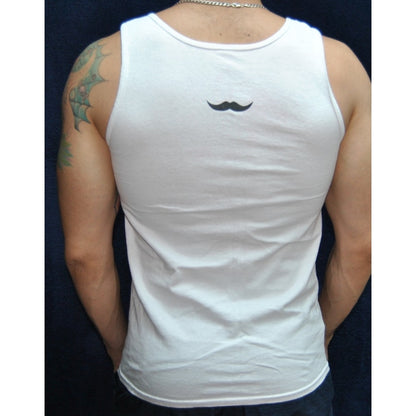 College Life Red Solo Cup w/ Mustache Small White Tank Top