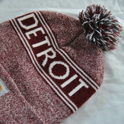Carhartt Detroit Maroon & White Winter Pom Hat